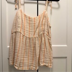 Old Navy Cream and Orange Striped Camisole
